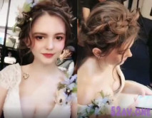 混血美女新娘造型露點 新娘子歐美造型好美啊 奶子好白