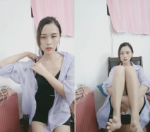 外表很良家氣質型御姐，近期下海小尺度，襯衣短裙，半脫下內褲揉穴，跪在椅子翹起美臀