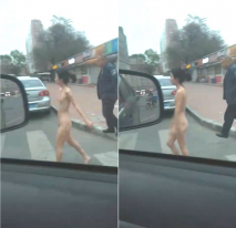 車主爆料大連街頭驚現裸體女郎