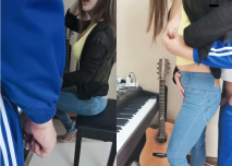 鋼琴課 無法抗拒的緊身牛仔褲~奏樂醉人~迷得學生特別緊張，下面發熱~老師幫你舔一下，你可以摸我的奶~