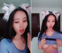 說話嗲嗲無毛白虎新人妹子自慰噴水，腰細大屁股撩起衣服揉搓奶子，張開雙腿特寫手指掰穴自摸，兩指扣入高潮噴水