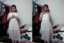 【18歲藝校清純甜美舞蹈學生小仙女】脫掉白色連衣裙 展示身材，不愧是跳舞的料，不僅顏值很高，身材比例也好