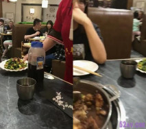 帶小母狗出來吃晚飯，京城骨氣羊棒骨露出，餐廳內漏奶尋刺激