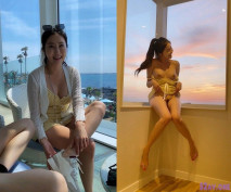 健身美女❤jena❤，豐滿的胸脯在餐廳也是焦點，紛紛拍照，夕陽美美！
