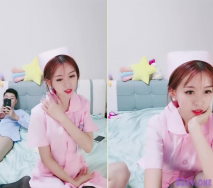 米拉和主人的幸福生活今晚玩制服誘惑護士裝，性感黑絲紅唇吊帶內褲，舔屌口交上位騎坐抽插，後入猛操多次噴水