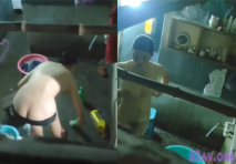 農村爬牆偷窺隔壁少婦洗香香 身材保養真不錯