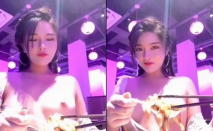 漂亮小姐姐在飯店吃火鍋就這麼坦胸露乳 朋友想知道她是誰