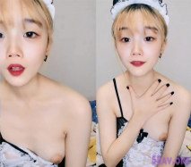 長相甜美女僕裝黃色頭髮的妹子，第一視角掰穴自慰，特寫粉嫩木耳