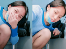 上班塞跳蛋的肉絲高顏值小姐姐叫出聲來被同事聽到：你出去嗎，關一下門，晚上有點冷啊，媽呀她終於走了，我靠！！