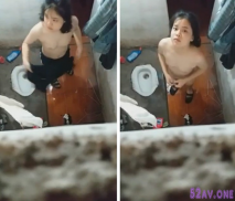 晚上後面小巷趴窗偷窺鄰居小妹洗澡仰望差點被她發現