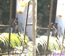 窗外偷窺 樓下小夫妻吵架吵著吵著 直接把衣服脫光了開炮